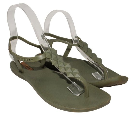 Ipanema Class Fem US 6 EUR 37 Green Gray Rubber Sandal Flip Flop Buckle Closure - Picture 2 of 7